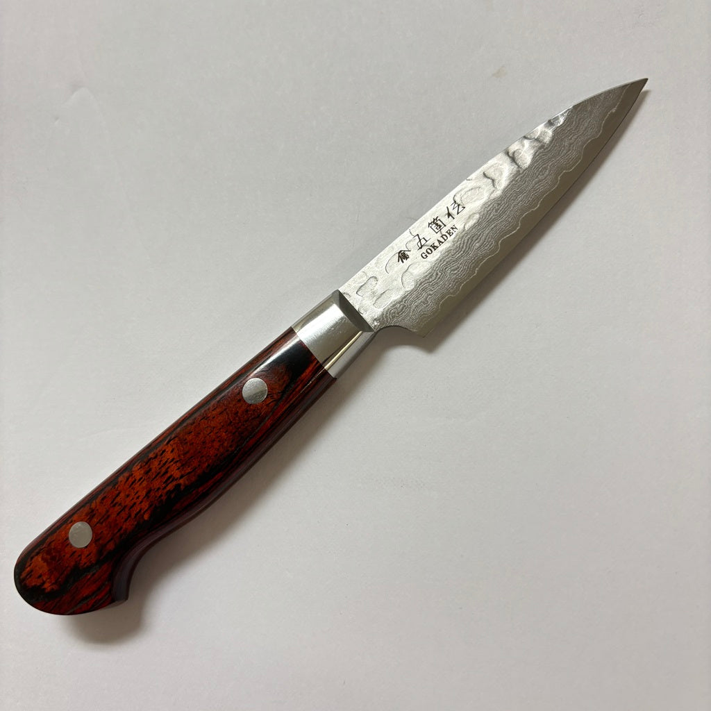 GOKADEN HAMMERED FINISH DAMASCUS PARING  KNIFE