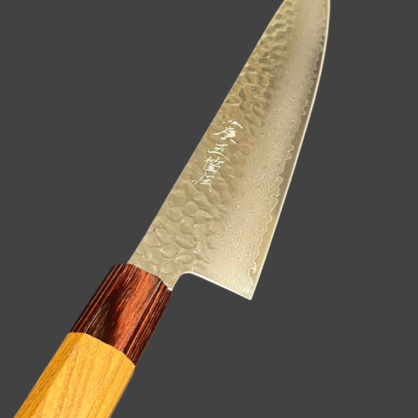 GOKADEN DAMASCUS HAMMERED FINISH  33 LAYER CHEF'S KNIFE KEYAKI  HANDLE