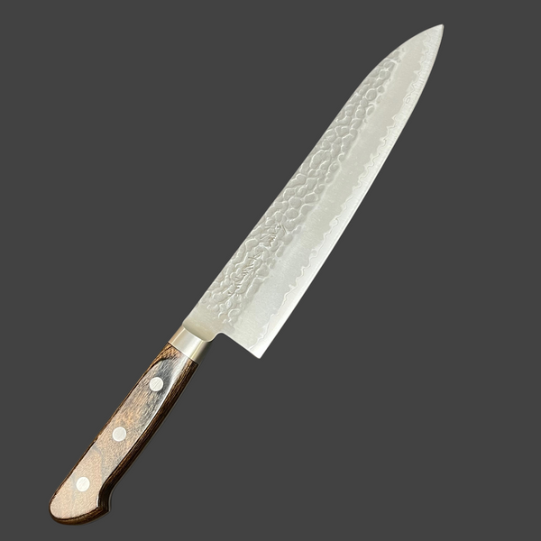 GOKADEN HAMMERED FINISH SUPER BLUE STEEL CHEF'S KNIFE 8.2"
