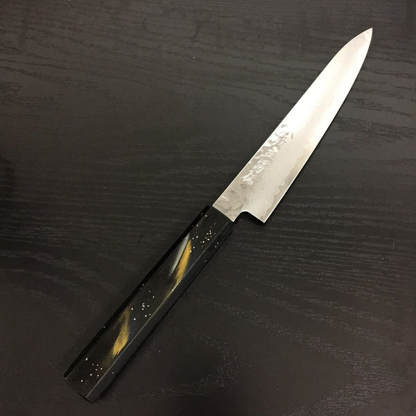 GOKADEN STAINLESS VG-10 PETTY KNIFE - OAK WOOD HANDLE URUSHI LACQUER COATING-BLACK