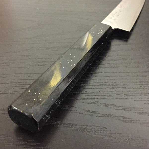 GOKADEN STAINLESS VG-10 PETTY KNIFE - OAK WOOD HANDLE URUSHI LACQUER COATING-BLACK
