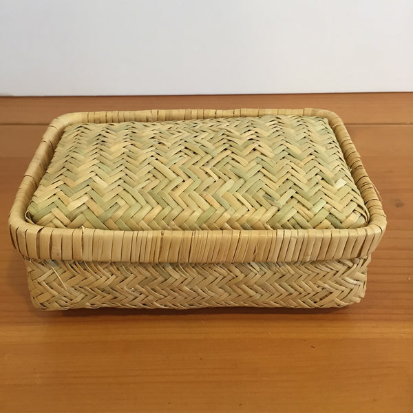 HAND WOVEN RECTANGLE SHAPE BAMBOO BASKET