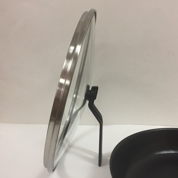 VERMICULAR ENAMEL COATED CAST IRON FRYING PAN 10.2"/26cm with GLASS LID