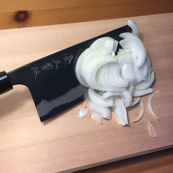 GOKADEN BLUE STEEL KUROUCHI FINISH - WIDE SIZE NAKIRI VEGETABLE KNIFE