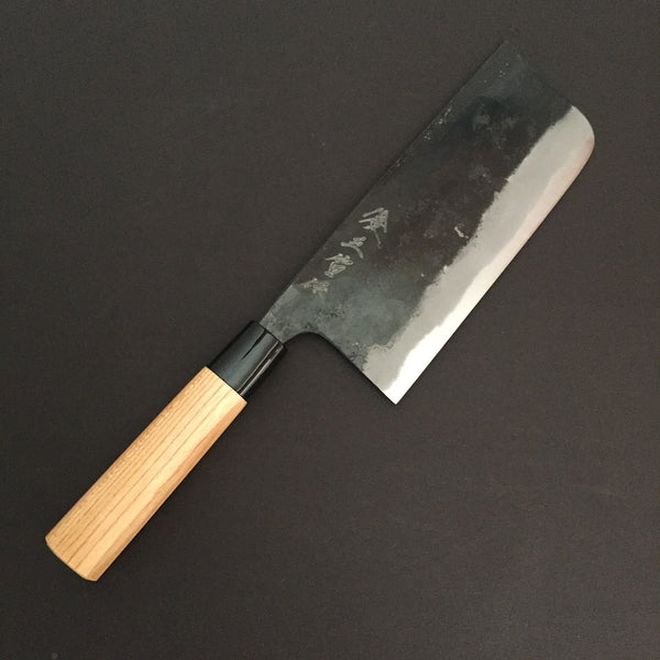 GOKADEN BLUE STEEL KUROUCHI FINISH - WIDE SIZE NAKIRI VEGETABLE KNIFE