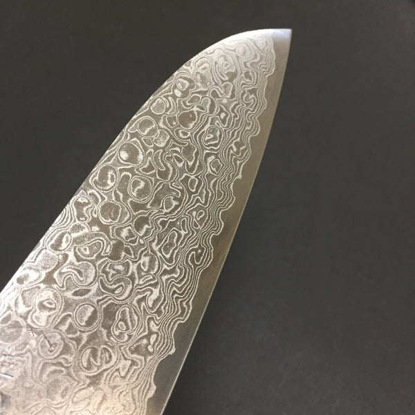 GOKADEN UROKO (oo-roko) SANTOKU KNIFE ZA-18(VG-10) DAMASCUS