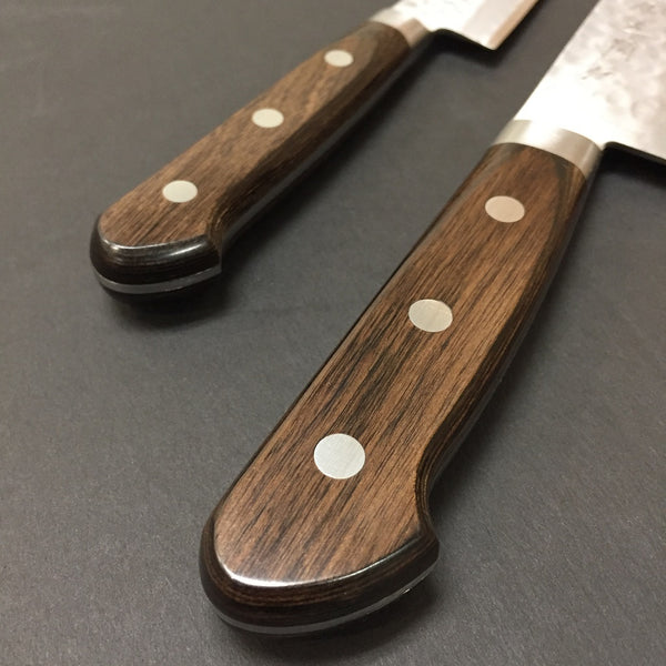 GOKADEN HAMMERED FINISH SUPER BLUE STEEL SANTOKU & UTILYTY KNIFE SET