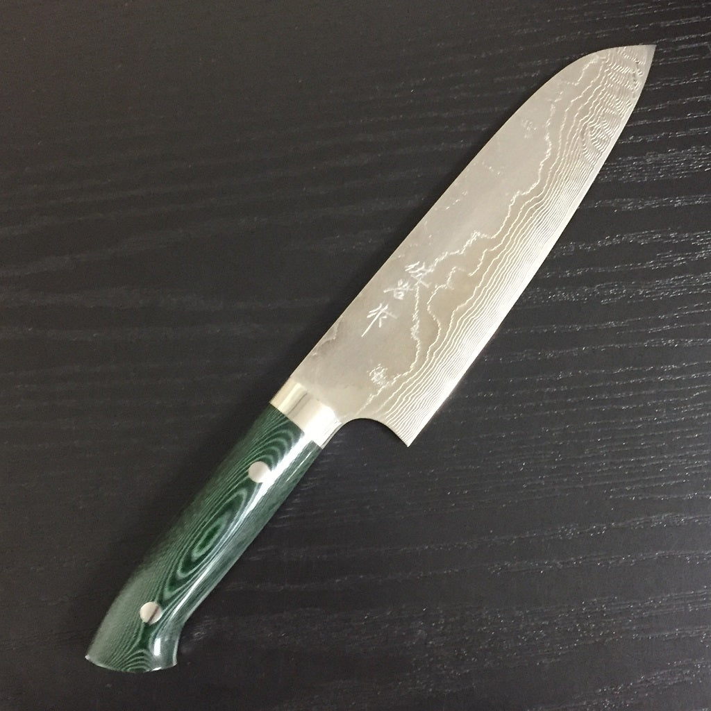 GOKADEN COLLECTABLE KNIFE - STAINLESS VG10 DAMASCUS PATTERN SANTOKU KNIFE