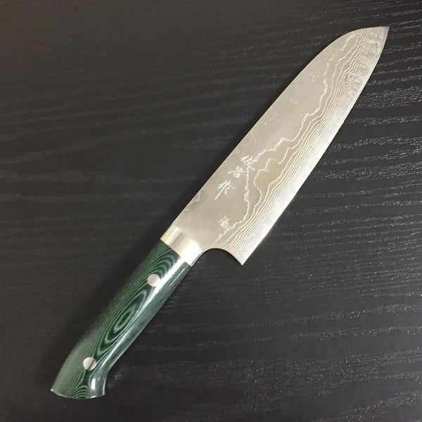 GOKADEN COLLECTABLE KNIFE - STAINLESS VG10 DAMASCUS PATTERN SANTOKU KNIFE