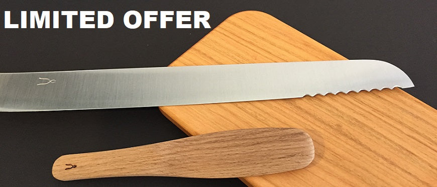 Buy Tadafusa bread knife and get a Tadafusa chestnut butter knife for free.
