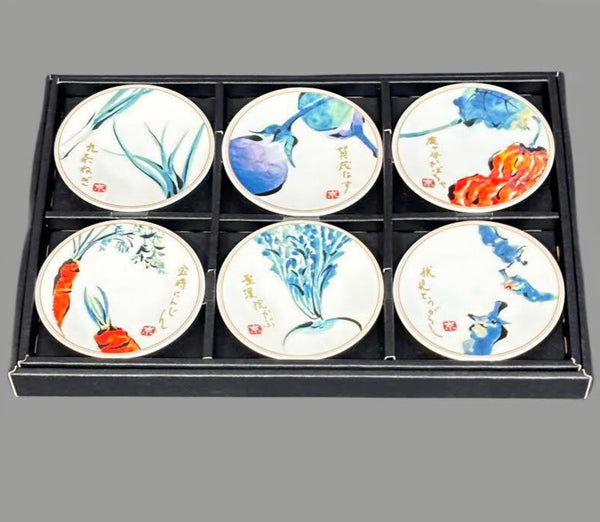 MINOYAKI  SAUCE DISHES-YASAI SET OF 6　（perfect as a gift ）