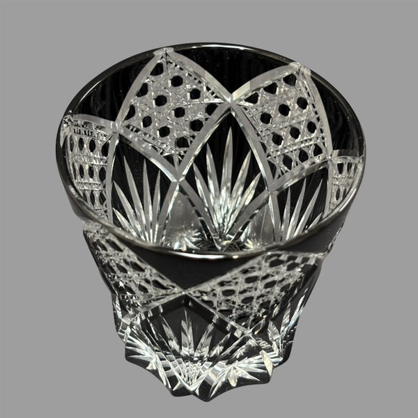 BLACK EDO KIRIKO GLASS / WITH WOODEN BOX
