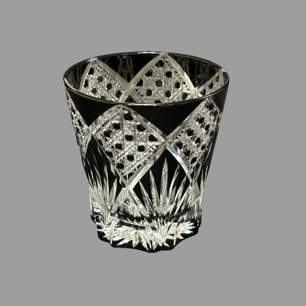 BLACK EDO KIRIKO GLASS / WITH WOODEN BOX