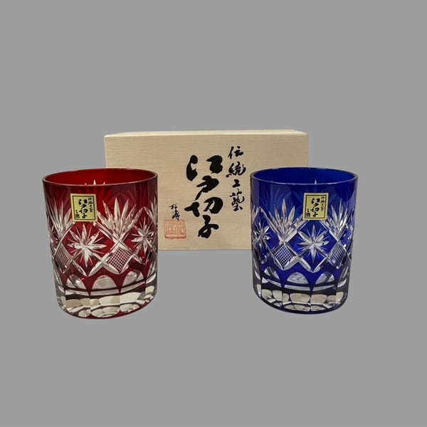 EDO DOUBLE KIRIKO CUT GLASS TUMBLER SET