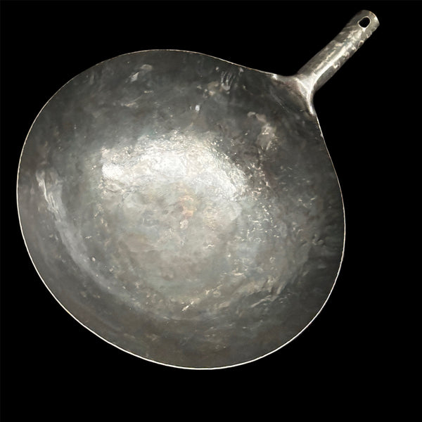 Hand Hammered Carbon Steel Wok, Round Bottom Stir Fry Pan (13-inch)