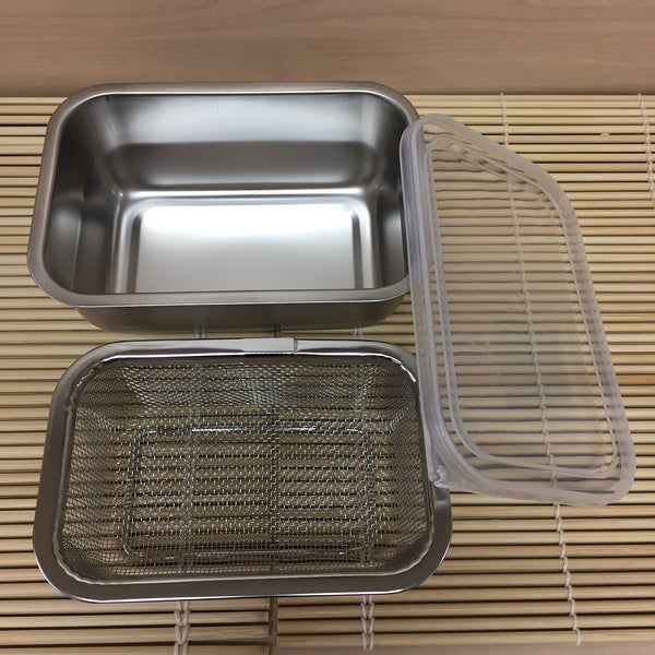 STAINLESS STEEL CONTAINER WITH STRAINER & LID