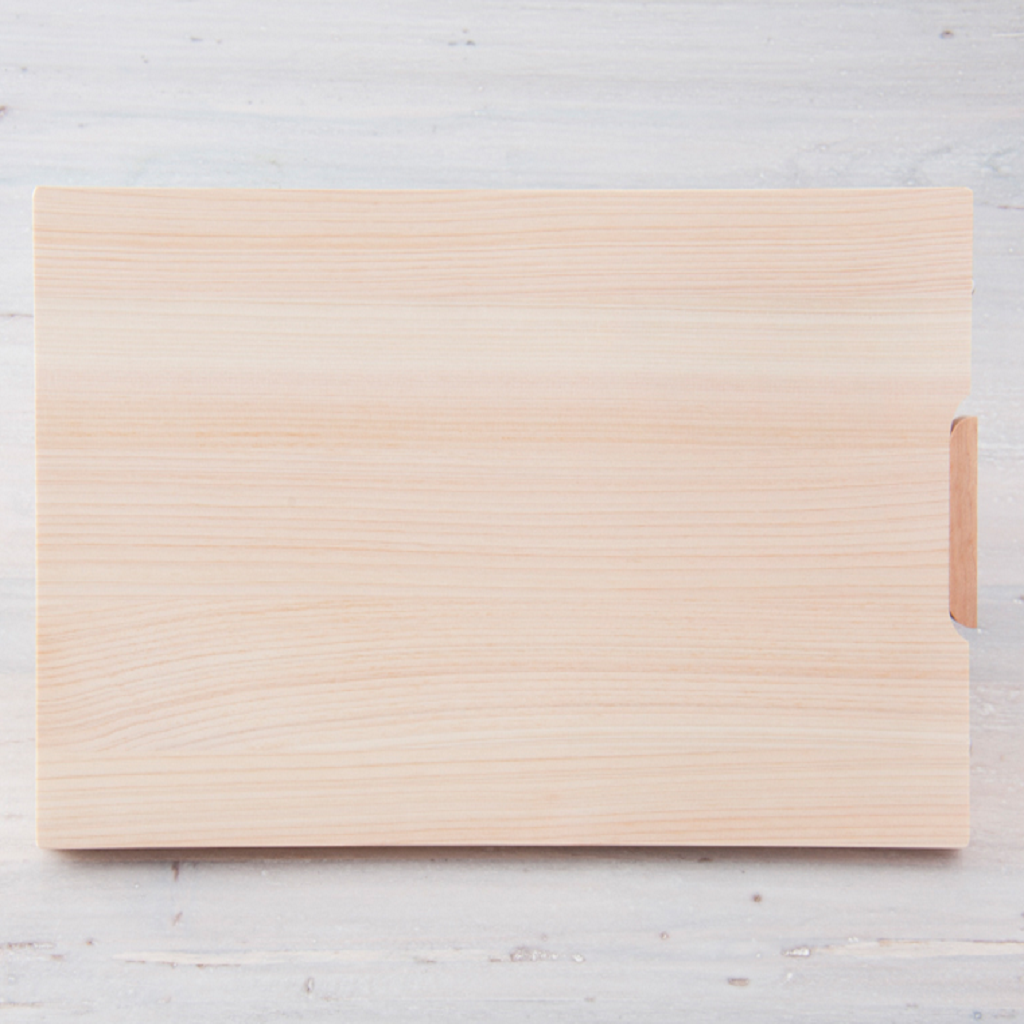 Hinoki Cutting Board With Metal Tray