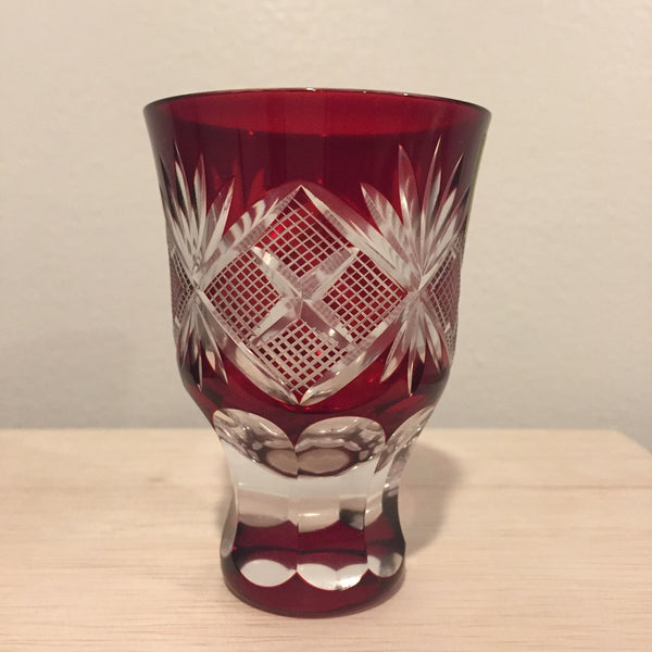 EDO KIRIKO CUT GLASS "NANAKO PATTERN (SET)" / WITH WOODEN BOX-SAKE