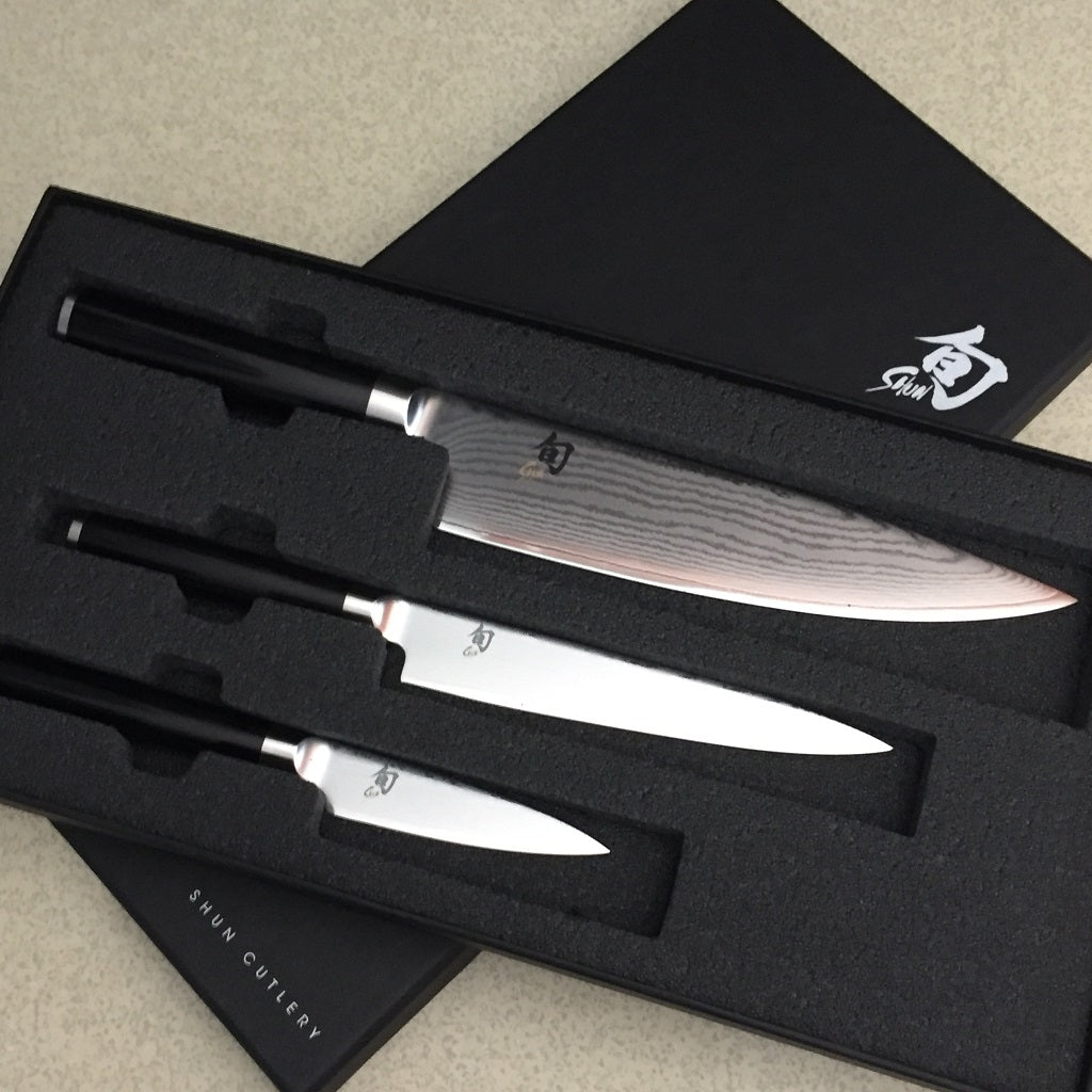Shun Classic DMS300 3 Piece Starter Set - 3.5 Paring - 6 Utility - 8  Chef's Knife w/Gift/Storage Box